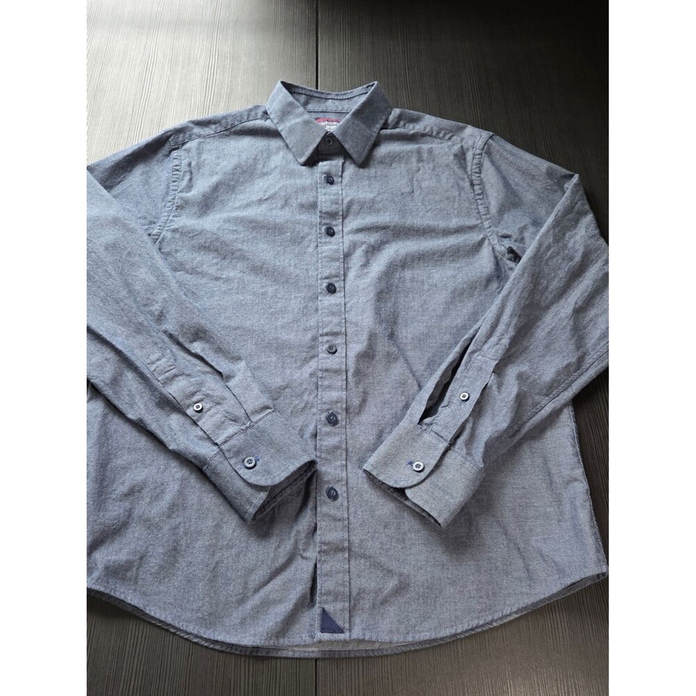 UNTUCKit Mens Long Sleeve Button Up Shirt Blue Grey Cotton Size Medium